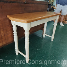 Load image into Gallery viewer, Wood Top White Bottom Sofa Table
