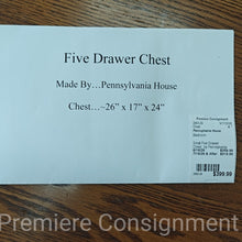 Load image into Gallery viewer, Small Five Drawer Chest...by Pennsylvania House

