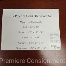 Load image into Gallery viewer, (6) Piece "Queen" Bedroom Suite...by Thomasville
