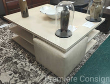 Load image into Gallery viewer, Large Coffee Table w/ 2  Leather Ottoman Cubes...by Hickory White
