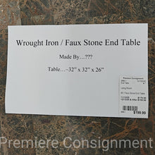 Load image into Gallery viewer, Wrought Iron and  Stone End table

