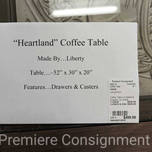 Load image into Gallery viewer, &quot;Heartland&quot; Coffee Table w/ Casters &amp; Drawers...by Liberty
