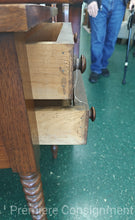 Load image into Gallery viewer, Walnut Spindle Leg Side Table with Drawers
