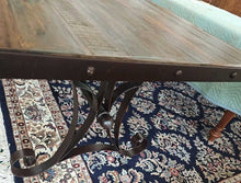 Load image into Gallery viewer, Rustic Dining Table with Iron Edges and base
