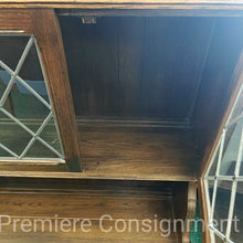 Load image into Gallery viewer, Royal Charter Oak and Leaded Glass Cook Case/Shelf...by Ethan Allen
