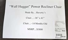 Load image into Gallery viewer, Wall Hugger Power Recliner Chair...by Haverty&#39;s
