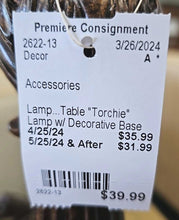 Load image into Gallery viewer, Table &quot;Torchie&quot; Lamp w/ Decorative Base
