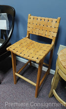 Load image into Gallery viewer, Pair of Sabino Leather Strap and Wood Counterheight Barstools... by GrandinRoad

