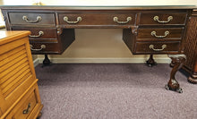 Load image into Gallery viewer, &quot;Chippendale&quot; Leather Top Writing Desk w/ Glass Cover
