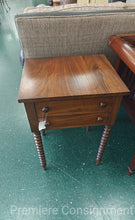 Load image into Gallery viewer, Walnut Spindle Leg Side Table with Drawers
