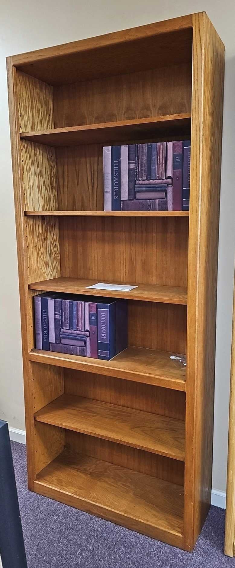 Six Shelf Oak Bookcase