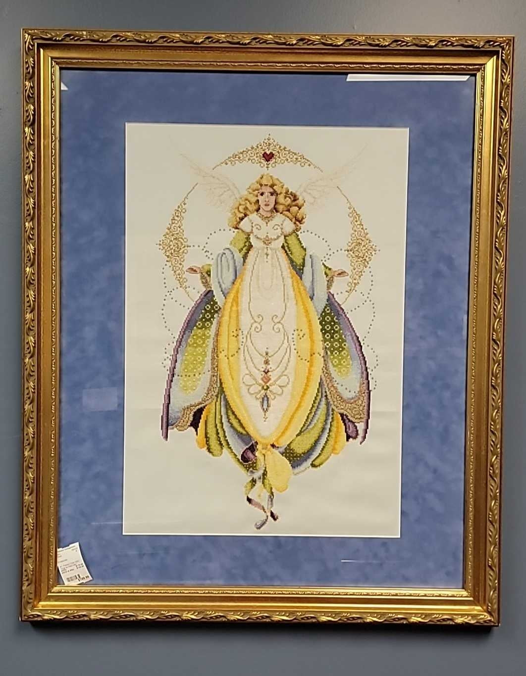 Framed Cross Stitch "Angel w/ Heart Halo"