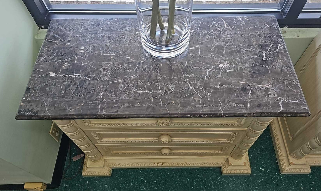 Three Drawer Nightstand w/ Faux Marble Top