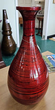 Load image into Gallery viewer, Medium Red Conical Bamboo Vase...~20&quot; Hgt.
