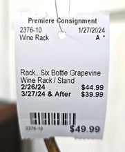 Load image into Gallery viewer, Six Bottle Grapevine Wine Rack / Stand
