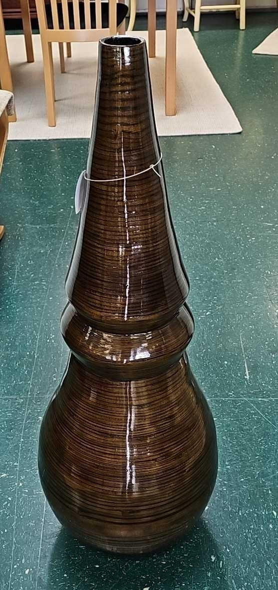 Tall Brown Conical Bamboo Vase...~36